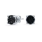 Geometric Black Cubic Zirconia Stud Earrings for Men in Sterling Silver - Image 2