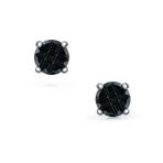 Geometric Black Cubic Zirconia Stud Earrings for Men in Sterling Silver - Image 6