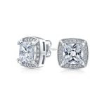 Fashion Statement Square Cushion Cut CZ Stud Earrings Rose Gold Plated