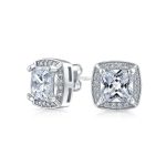 Fashion Statement Square Cushion Cut CZ Stud Earrings Rose Gold Plated