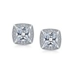 Fashion Statement Square Cushion Cut CZ Stud Earrings Rose Gold Plated - Image 3
