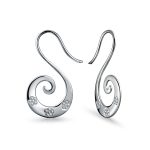 Artisan Tribal Flower Blossom Swirl Wire Spiral Pull Through Hoop Threader Earrings Sterling Silver