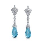 Briolette Faceted Teardrop Cubic Zirconia CZ Chandelier Earrings .925 Sterling Silver - Image 2
