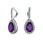 Classic 7CT Aqua Blue Cubic Zirconia CZ Large Teardrop Earrings Hinge Clip Closure - Image 8
