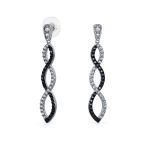 Black & White Cubic Zirconia Pave Statement Long Infinity Twist Drop Earrings