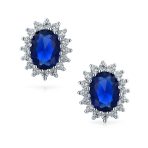 Vintage Style 3CT Crown Halo Gemstone CZ Stud Earrings in Sterling Silver - Image 3