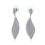 Modern Bridal Pave Cubic Zirconia Dangling Statement Teardrop Chandelier Earrings Silver Plated