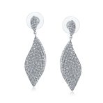 Modern Bridal Pave Cubic Zirconia Dangling Statement Teardrop Chandelier Earrings Silver Plated - Image 2