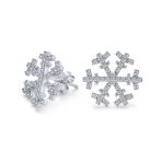 Holiday Party Snowflake CZ Stud Earrings in Sterling Silver