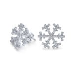 Holiday Party Snowflake CZ Stud Earrings in Sterling Silver