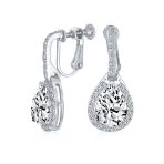Classic 7CT Halo Red CZ Cubic Zirconia Drop Teardrop Clip On Earrings Adjustable Screw-back - Image 4