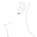 Cubic Zirconia CZ 3D Twist Halo Rose Flower Shape Stud Earrings - Image 5
