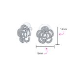 Cubic Zirconia CZ 3D Twist Halo Rose Flower Shape Stud Earrings - Image 4