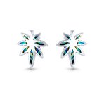 Rainbow Iridescent Abalone Shell Leaf Stud Earrings Sterling Silver Jewelry - Image 2