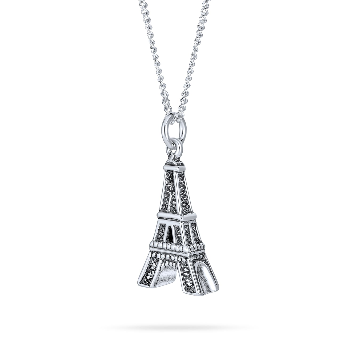 silver-eiffel-tower-pendant-france-pmr-p13510_1 French Vacation Eiffel Tower Pendant Necklace in Oxidized Sterling Silver - Image 1