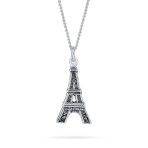 French Vacation Eiffel Tower Pendant Necklace in Oxidized Sterling Silver - Image 2