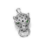 Art Deco Style Panther Pendant Necklace with Green Eye CZ - Image 2