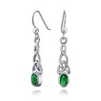BFF Blue Green Simulated Emerald Love Knot Dangle Earrings