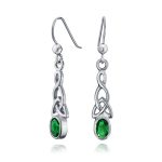 BFF Blue Green Simulated Emerald Love Knot Dangle Earrings
