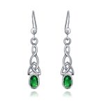 BFF Blue Green Simulated Emerald Love Knot Dangle Earrings - Image 5