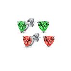 Set of 2 1CT Heart Shaped CZ Stud Earrings Rose Gold Plated Sterling Silver 7MM - Image 3