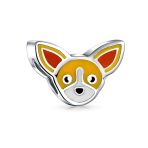 Chihuahua Puppy Dog Charm Bead Enamel Sterling Silver for European Bracelet