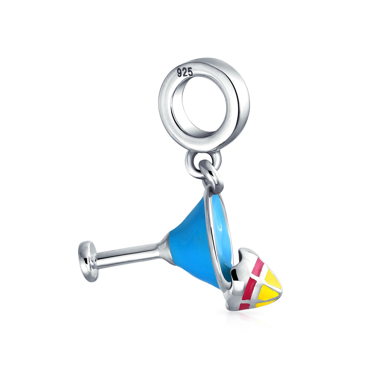 silver-enamel-cocktail-dangle-bead_pbx-hsd-456-s-az Tropical Drink Glass Charm Bead Blue Enamel Sterling Silver European Bracelet - Image 1