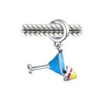 Set of 2 Tropical Umbrella Drink Glass Dangle Charm Bead Enamel Oxidized Silver - Image 5