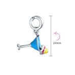 Set of 2 Tropical Umbrella Drink Glass Dangle Charm Bead Enamel Oxidized Silver - Image 6