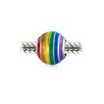 Colorful Enamel Sterling Silver LGBTQ Rainbow Spacer Charm Bead for Bracelet - Image 2