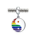 Unisex Sterling Silver LGBTQ Rainbow Yin Yang Dangle Charm Bead Disc Tag - Image 2