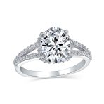Classic 3CTW Cubic Zirconia Halo Solitaire Oval Engagement Ring CZ Split Shank Band Sterling Silver
