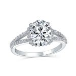 Classic 3CTW Cubic Zirconia Halo Solitaire Oval Engagement Ring CZ Split Shank Band Sterling Silver