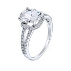 Classic 3CTW Cubic Zirconia Halo Solitaire Oval Engagement Ring CZ Split Shank Band Sterling Silver - Image 4