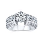Vintage Art Deco Style 2CTW CZ Round Solitaire Engagement Ring Band 3 Row Band .925 Sterling Silver