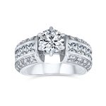 Vintage Art Deco Style 2CTW CZ Round Solitaire Engagement Ring Band 3 Row Band .925 Sterling Silver