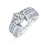 Vintage Art Deco Style 2CTW CZ Round Solitaire Engagement Ring Band 3 Row Band .925 Sterling Silver - Image 3