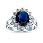 Classic 6CT CZ Sapphire Blue Cubic Zirconia Halo Engagement Ring .925 Sterling Silver - Image 8