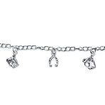 Equestrian Good Luck Horseshoe Horses Dangle Charm Bracelet .925 Sterling Silver - Image 3