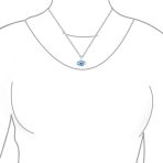Turkish Evil Eye Filigree Charm Pendant Necklace in Sterling Silver Protection - Image 2