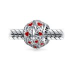 Set of 2 Valentine Kiss Lips & Red I Love You' Heart Charm Bead Sterling Silver Fits European Bracelet - Image 3
