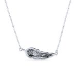 Native American Sideways Nature Leaf Feather Pendant Necklace Sterling Silver - Image 2