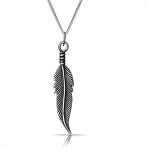 Nature Dangling Leaf Feather Pendant Charm Necklace Sterling Silver 18 Inch - Image 2