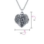 Vintage Style Guardian Angel Wing Heart Photo Locket Necklace Silver Pendant - Image 5