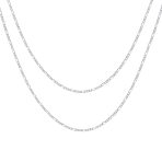 Set of 2 Thin 50 Gauge Sterling Silver Figaro Chain Necklace 20 Inch and 24 Inch - Image 4
