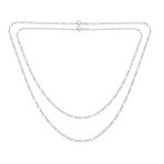 Set of 2 Thin 50 Gauge Sterling Silver Figaro Chain Necklace 20 Inch and 24 Inch