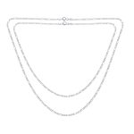 Set of 2 Thin 50 Gauge Sterling Silver Figaro Chain Necklace 20 Inch and 24 Inch