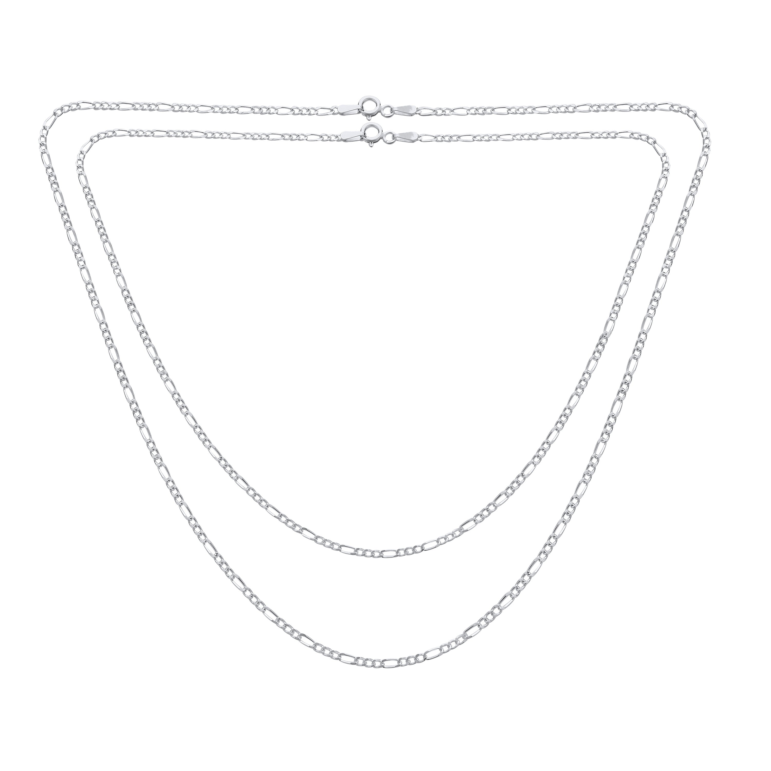 silver-figaro-fifty-gauge-chain-ss-fig050-set2-az_111 Set of 2 Thin 50 Gauge Sterling Silver Figaro Chain Necklace 20 Inch and 24 Inch - Image 1