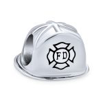 Fireman Helmet Charm Bead for Wife Oxidized Silver Fits European Bracelet