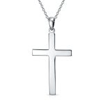 Religious Cross Pendant Necklace Sterling Silver Men